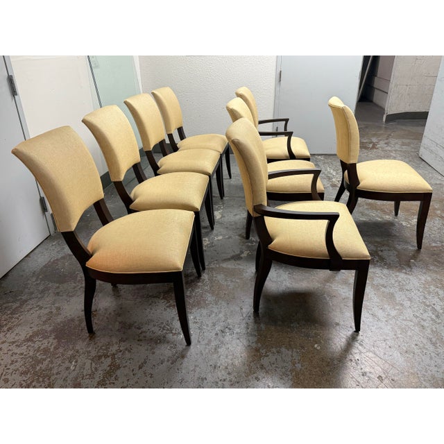 Beige Ethan Allen Barrymore Dining Table + Drew Dining Chairs, Set of Nine For Sale - Image 8 of 12