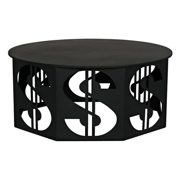 Mid-Century Modern Dollar Coffee Table, Black Iron For Sale - Image 3 of 6