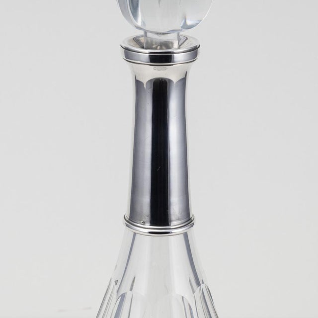 20th Century Art Deco French Silver & Baccarat Crystal Decanter, 1920s For Sale - Image 6 of 13