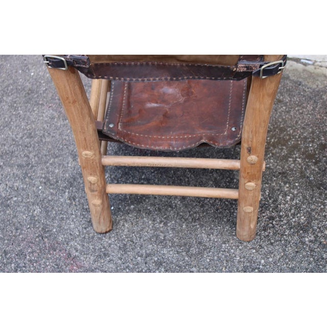 Safari Chairs in Wood and Leather, Italy, 1960s, Set of 2 For Sale - Image 14 of 18
