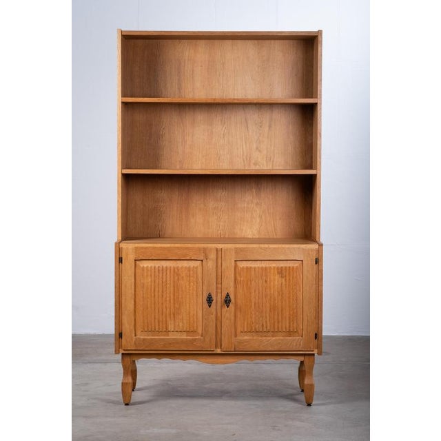Brutalist Oak Bookcase by Henning Kjærnulf, Denmark, 1960s For Sale - Image 6 of 10