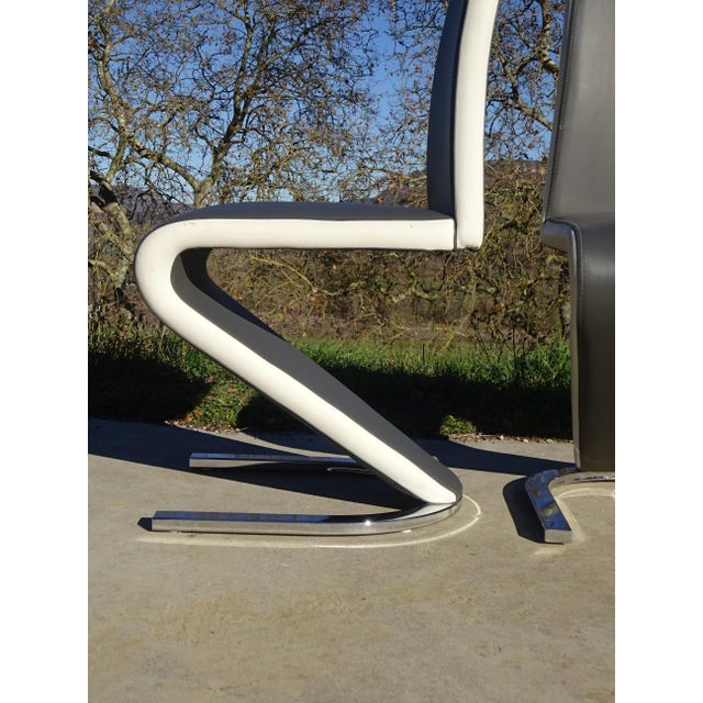Textile Chrome Base Zig Zag Chairs, 2000s, Set of 3 For Sale - Image 7 of 18