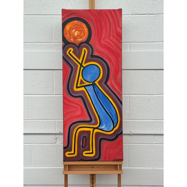 Colourful Abstract Tribal Aboriginal Inspired Oil on Canvas in Portrait Format 2005 For Sale - Image 13 of 18