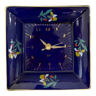 Vintage Hall China Blue Blossom Floral Wall Clock by China Specialties For Sale