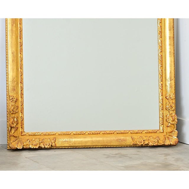 19th Century French 19th Century Floral Gold Gilt Mirror For Sale - Image 5 of 12