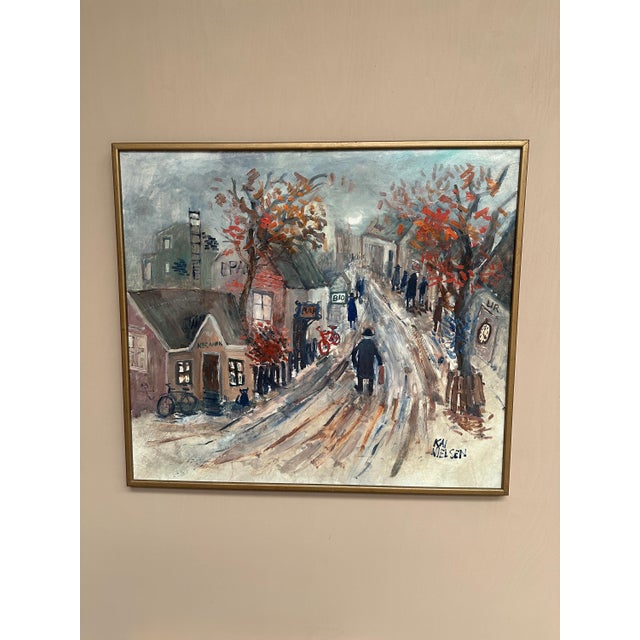 Kai Nielsen, Bygatan, Framed, 1950s, Oil Painting on Panel, Framed For Sale - Image 9 of 18