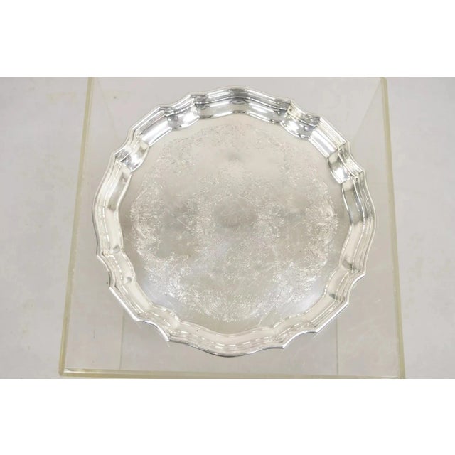 Vintage Sheffield Silver Co. Usa Victorian Silver Plated Scalloped Platter Tray For Sale - Image 10 of 10