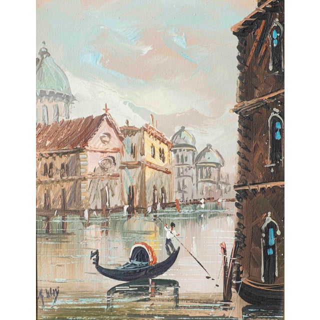 Mid-Century Italian Venice Canal Oil Paintings Signed DeVity - Pair For Sale - Image 10 of 17