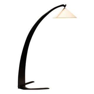 Italian Arc-Shaped Black Floor Lamp, 1950s For Sale