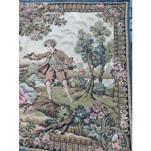 Exceptional mid-20th-century French tapestry woven on Jacquard looms in Halluin stitch with wool and cotton. Inspired by...
