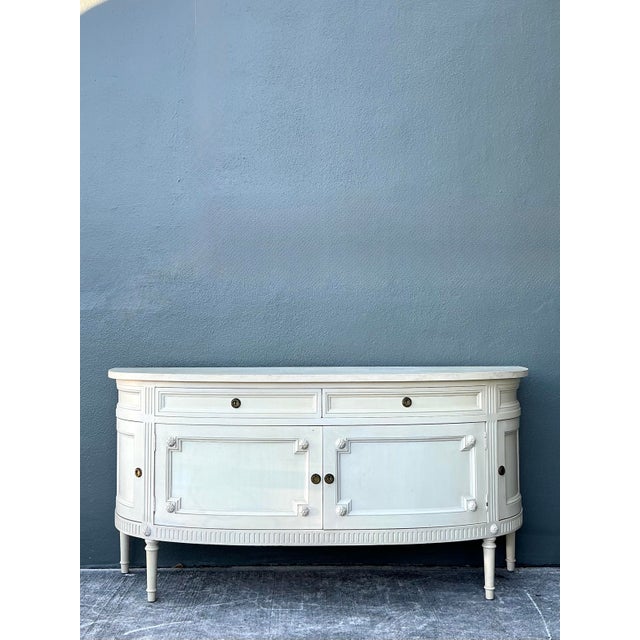 French Provincial Vintage Neoclassical Demilune Sideboard For Sale - Image 3 of 12