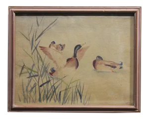 Chester Dixon Snowden 1 Study of Ducks Watercolor Painting 1960's