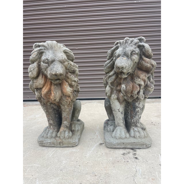 Authentic 18th-Century Lion Sculptures - The Plantation Guardians: For Sale In Mobile - Image 6 of 9