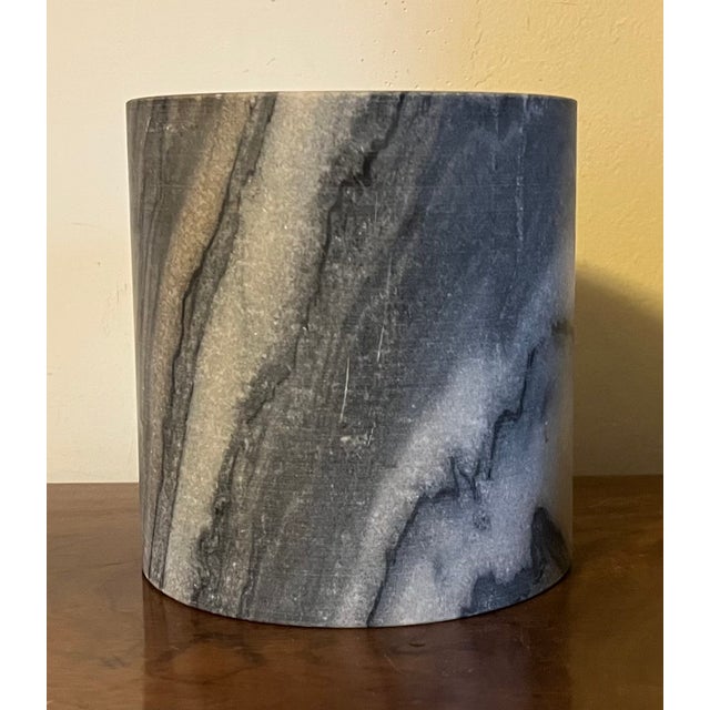 Stone Mid-Century Italian Gray Marble Cylindrical Brush Pot or Wine Cooler Bottle Coaster For Sale - Image 7 of 12