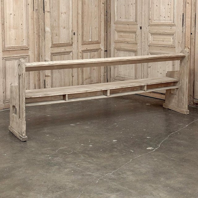 19th Century Gothic Revival Stripped Oak Church Bench For Sale - Image 18 of 18