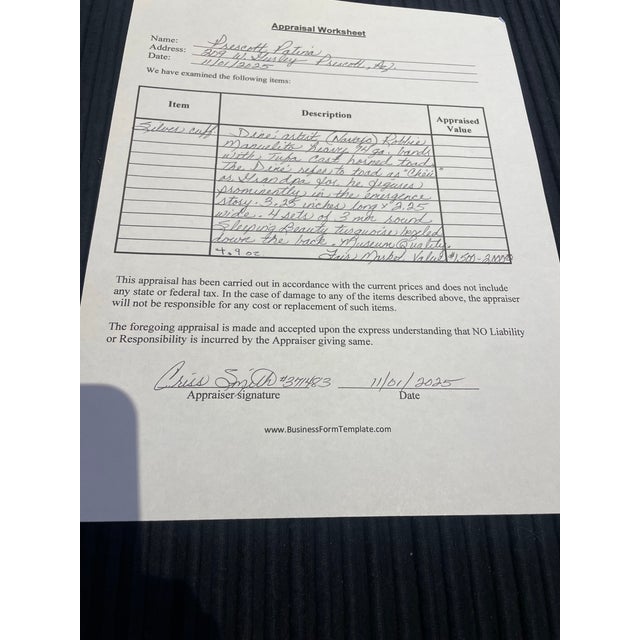 Navajo Robbie Mauelito Horned Toad Sterling Silver Cuff Inlaid Turquoise For Sale - Image 4 of 6