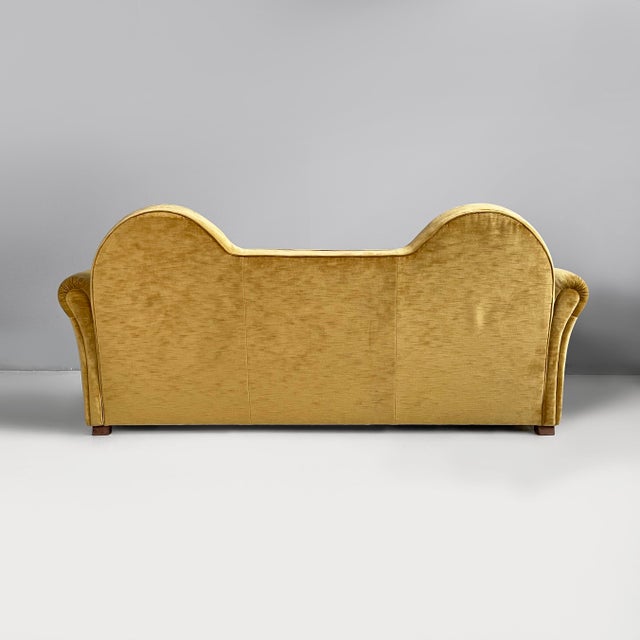 1950s Mid-Century Modern Italian Yellow Velvet Sofa by Tito Agnoli for Poltrona Frau, 1950s For Sale - Image 5 of 18