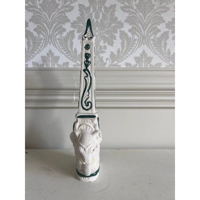 Capodimonte Vintage Italian Elephant Obelisk Sculpture For Sale - Image 4 of 4