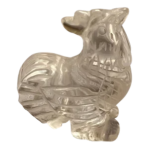2000s Chinese Rock Crystal Rooster Chicken Figurine, Hawaii