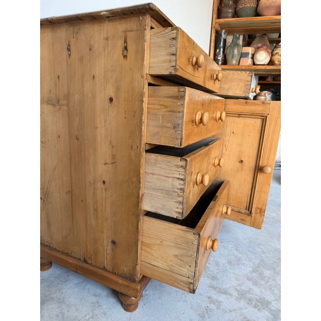 Late 18th Century Antique English Pine Sideboard With Central Cupboard & Nine Drawers For Sale - Image 5 of 12