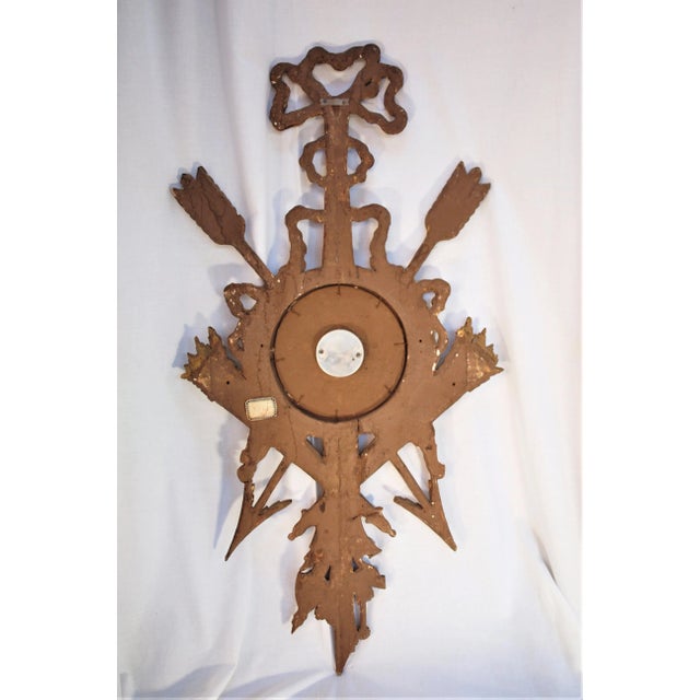 Gold Antique Late 19th Century French Barometer Gold Gilded Wood Frame For Sale - Image 8 of 9