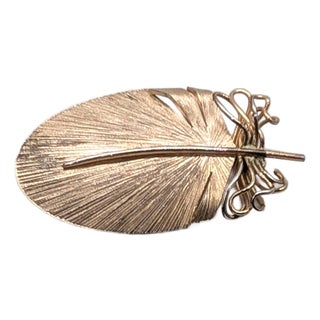 Vintage Signed Napier Goldtone Over Sterling Feather Brooch For Sale
