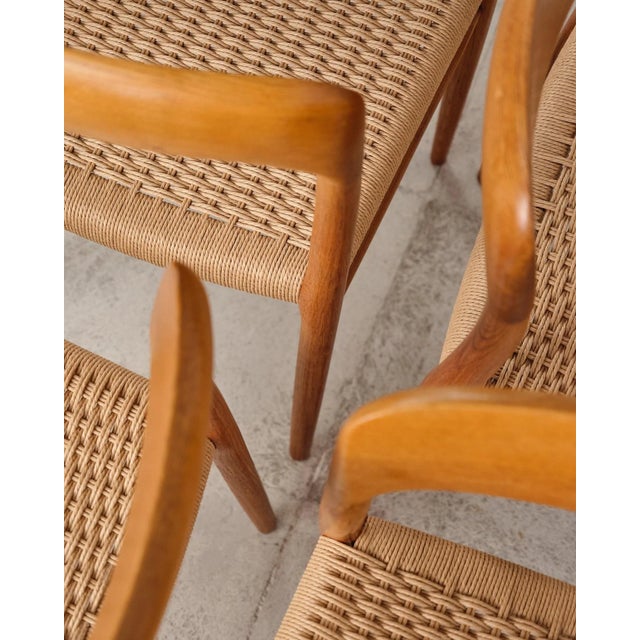 Model 75 Dining Chairs in Oak with Paper Cord Weave by Niels O. Møller for j.l. Møllers, Denmark, 1950s, Set of 4 For Sale - Image 16 of 18