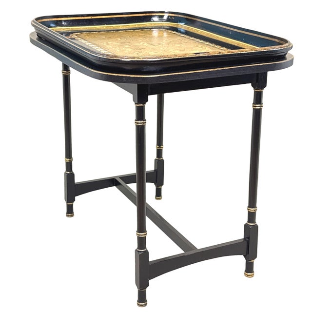 Antique Papier Mache Tray on Stand, 1875 For Sale - Image 11 of 16