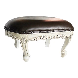 Louis XV Style Carved Painted Footstool For Sale