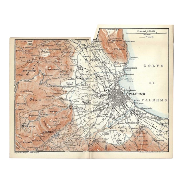 Antique Palermo Italy Map For Sale