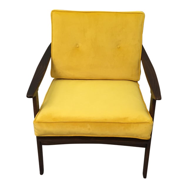 MidCentury Modern Restored Arm Chair Velvet Cushions Chairish