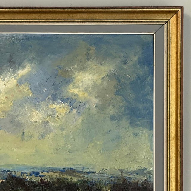 Dark Green Mid-Century Framed Oil Painting on Panel by Henri Lemoine For Sale - Image 8 of 18