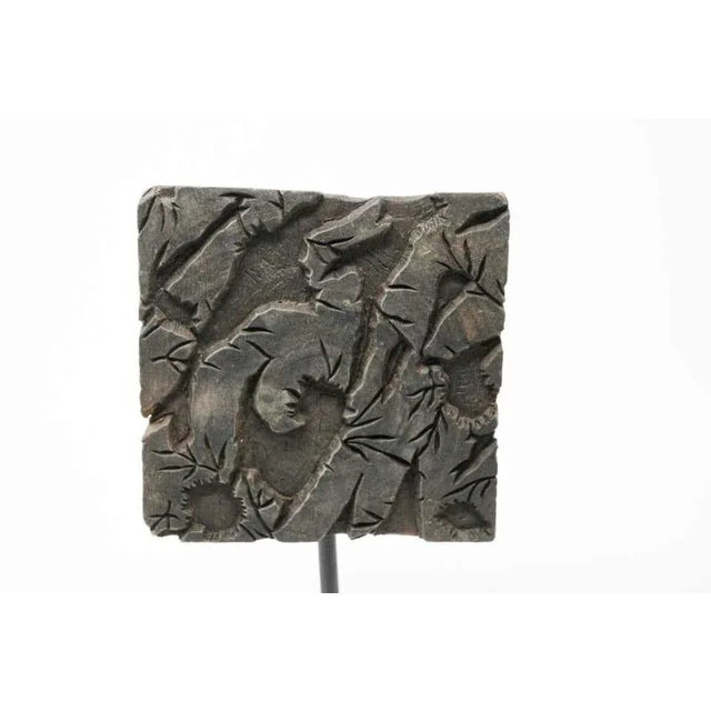 Mid 20th Century Indian Vintage Hand Carved Wooden Printing Block For Sale - Image 5 of 13
