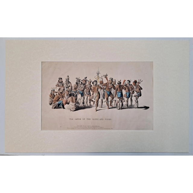 War Dance of the Sauks and Foxes Hand Colored Lithograph C.1837 For Sale - Image 9 of 9