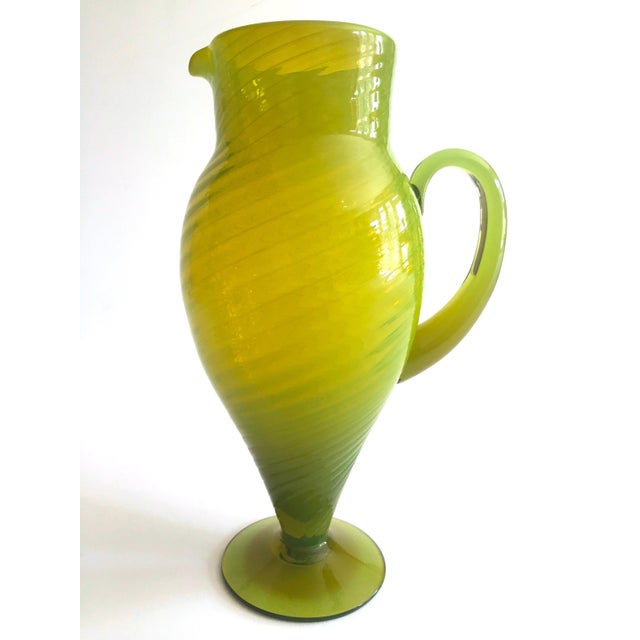 工芸品 Murano Glass Vase (Green & Yellow) Mid-Century Italian Vase in Green Yellow Murano Glass, 1960
