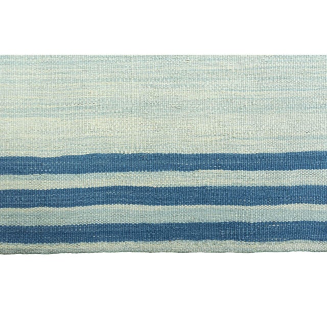 Handwoven Designer Kilim Rug in Blue-Green For Sale - Image 6 of 9