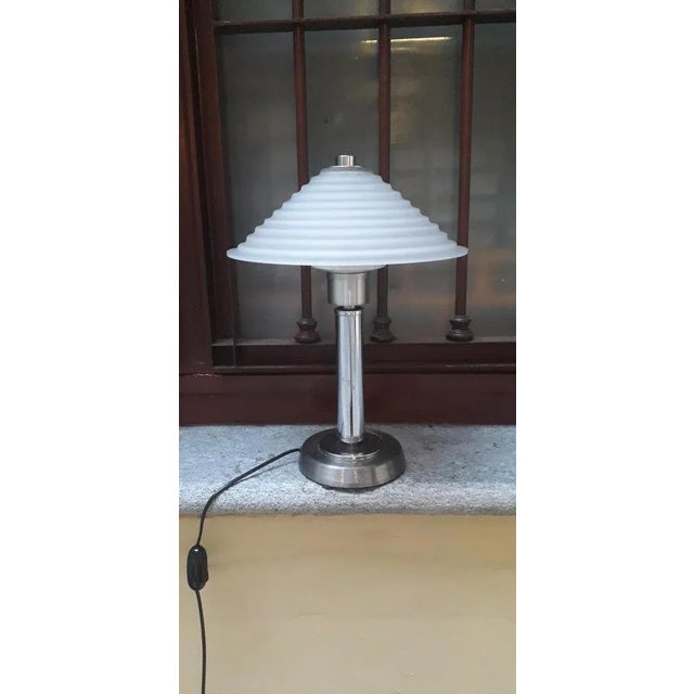 70s lamp with sandbed glass hat 40cm lamp height Glass hat diameter 34 cm base diameter 16 cm European Plug (up to...
