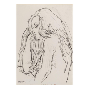 Manfred Schwartz Resting Nude Woman Charcoal