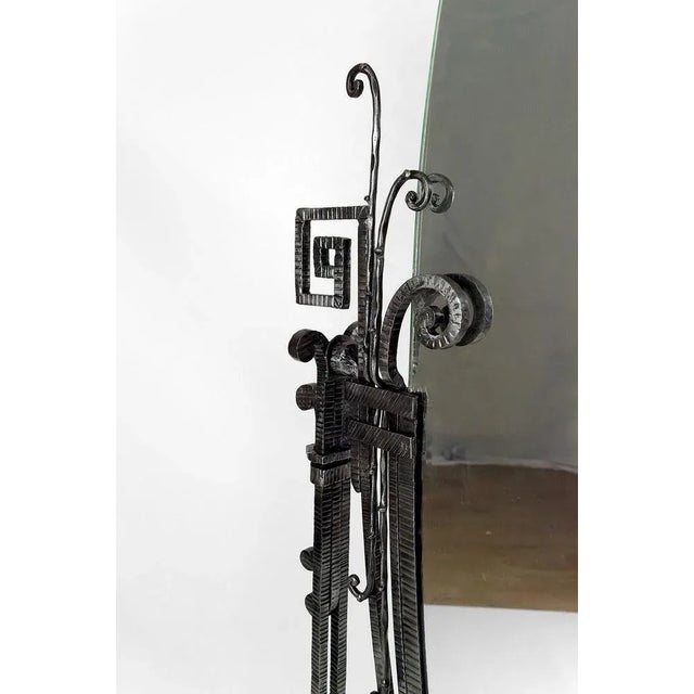 Metal Vintage Art Deco Floor Mirror in Wrought Iron by Edgar-William Brandt, 1920 For Sale - Image 7 of 13