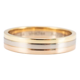 Men’s Cartier Vendome Louis Cartier 18k Tri Color 4.8 MM Wedding Band Ring, Size 11 For Sale