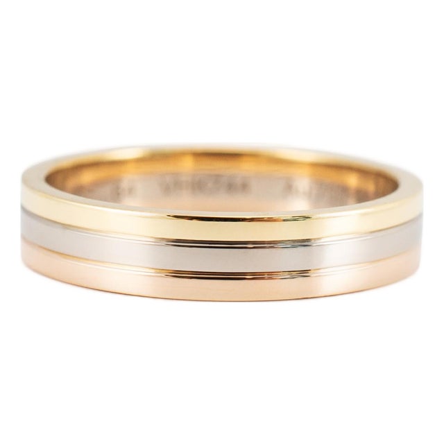 Men’s Cartier Vendome Louis Cartier 18k Tri Color 4.8 MM Wedding Band Ring, Size 11 For Sale