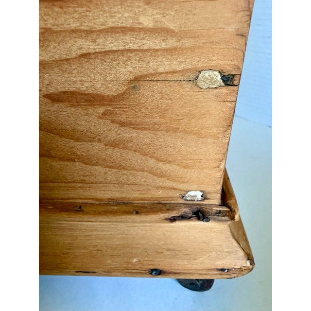 Antique Small Pine Storage Chest on Original Casters For Sale - Image 10 of 11