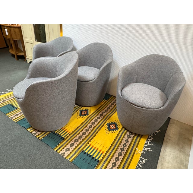 Textile Hlynur Atlason for Design Within Reach Lína Swivel Dining Chairs, Set of Four For Sale - Image 7 of 15