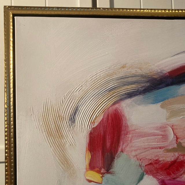 Late 20th Century Abstract Mixed-Media Painting in Gold Floater Frame by Eveline Brodsky (Ukrainian-Canadian, B. 1964) For Sale - Image 5 of 12