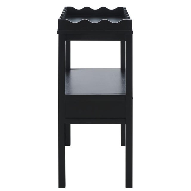 Black Darlyn Scalloped Rectangle Accent Table in Matte Black For Sale - Image 8 of 9