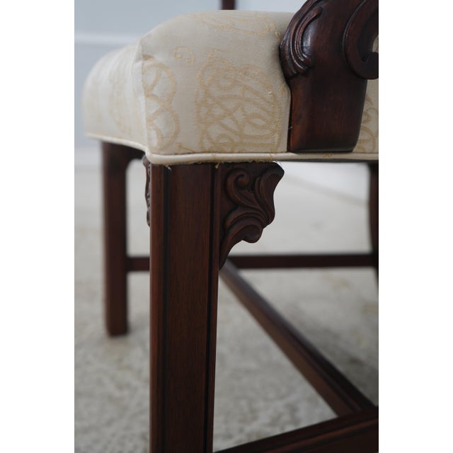 Pair of Henkel Harris Mahogany Upholstered High Back Host Armchairs For Sale - Image 15 of 18