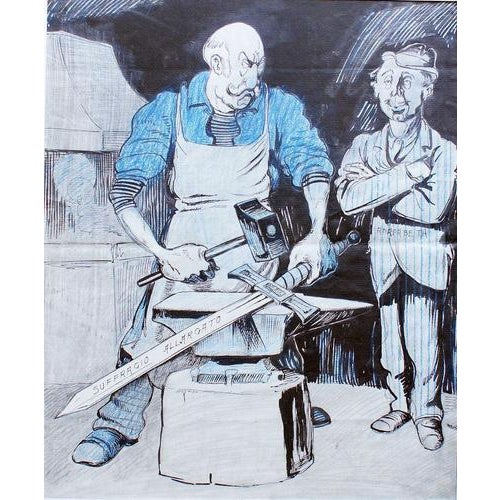 Ink, wax , pastel and watercolor on paper. Not signed. Good condition. This piece is attributed to the mentioned...