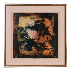 Hoi Lebadang "Boats Along the River" Hand Signed & Numbered Limited Edition 235/275 Framed Print