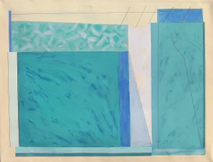 1980s "Building Blocks" Abstract Acrylic Painting by Michael Sirota