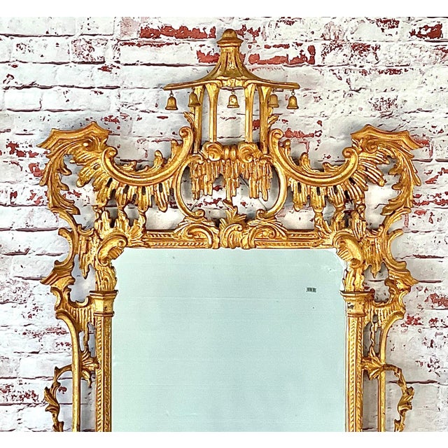 La Barge Chinese Chippendale Style Chinoiserie Pagoda Mirror Giltwood Finish For Sale In Tampa - Image 6 of 18